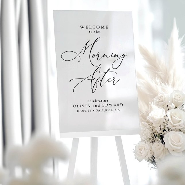 Wedding Brunch The Morning After Welcome Sign (Elegant The Morning After Wedding Brunch Welcome Sign)