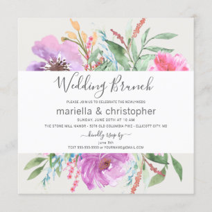 Wedding Brunch Watercolor Blooming Garden - Square Invitation