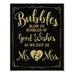 Wedding bubble sign wedding poster, gold wedding