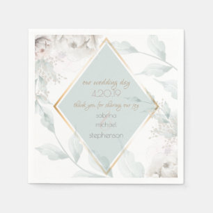 Wedding Buffet Elegant Alabaster White Floral Napkin
