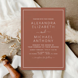 Wedding Burnt Orange Boho Terracotta Invitation