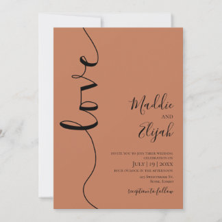Wedding, Burnt Orange, Elegant, Simple, Typography Invitation