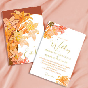 Wedding Burnt Orange Sienna Floral Elegant Invitation