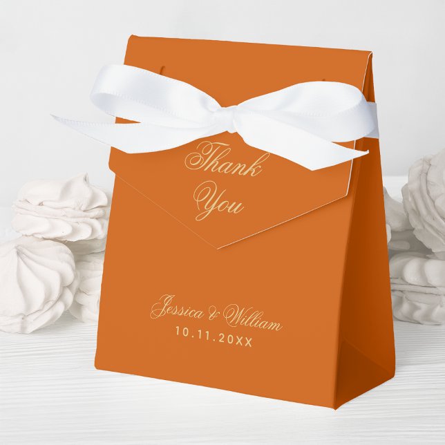 Wedding Burnt Orange Thank You Calligraphy Simple  Favour Box (Creator Uploaded)