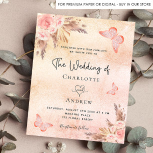 Wedding butterfly pampas grass blush budget flyer