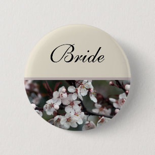 wedding button bride, plum flowers