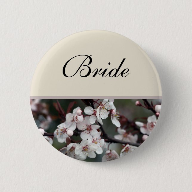wedding button bride, plum flowers (Front)