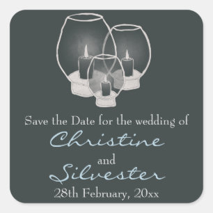 Wedding By Candlelight, save the date. Square Sticker