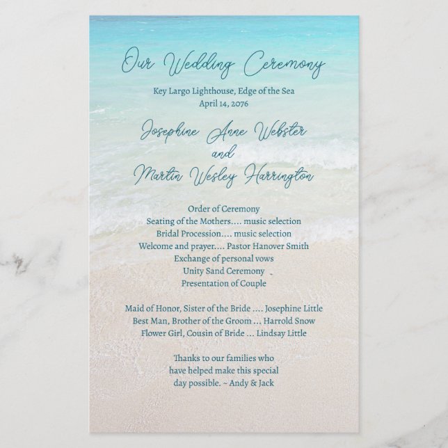 Wedding By the Sea Affordable Flat Programs (Front)