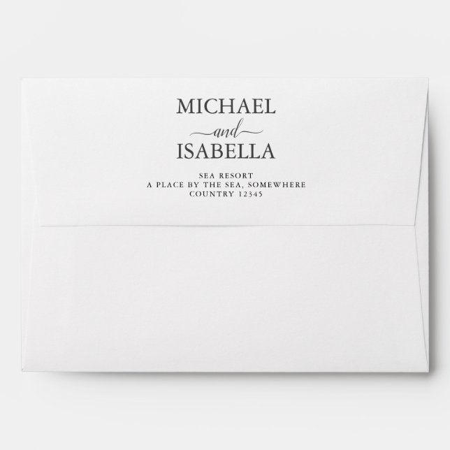 Wedding by the sea under peachy sky sunset envelope (Back (Top Flap))