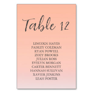 Wedding by the sea under peachy sky sunset table number