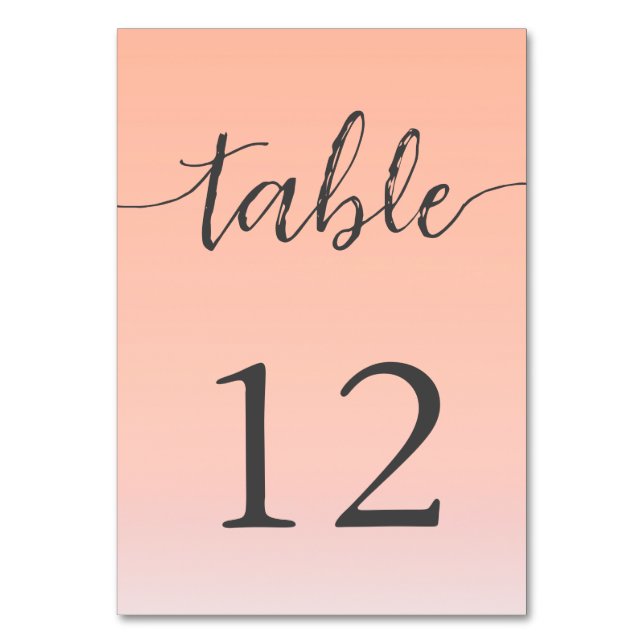 Wedding by the sea under peachy sky sunset table number (Front)