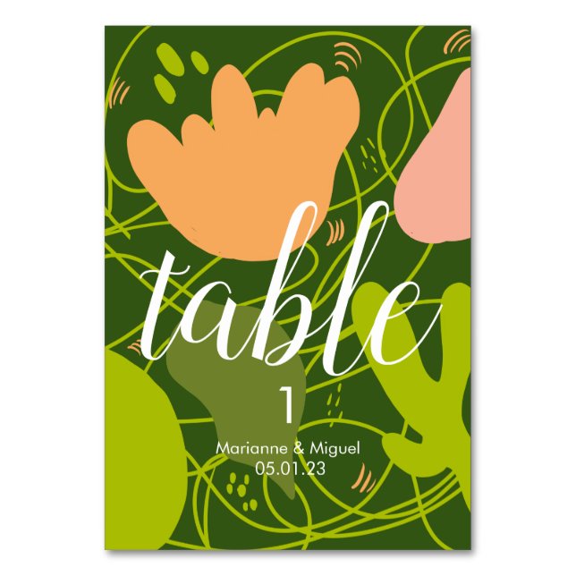 Wedding Cactus Floral Shapes Seating Table Number (Front)