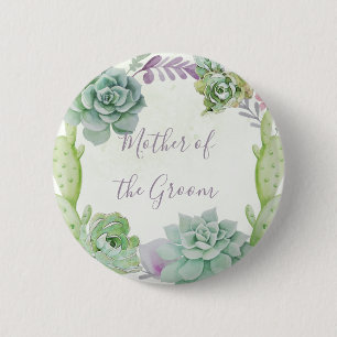 Wedding Cactus Succulents Mother of the Groom 6 Cm Round Badge