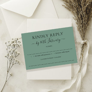 Wedding Cadet Blue Green Kindly Reply RSVP Card