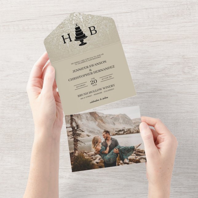 Wedding Cake All In One Invitation (Tearaway)