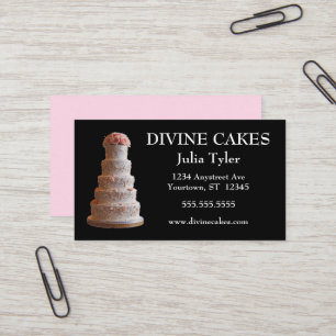 Wedding Cake and Pink Roses Baker Bakery Cake Shop Business Card