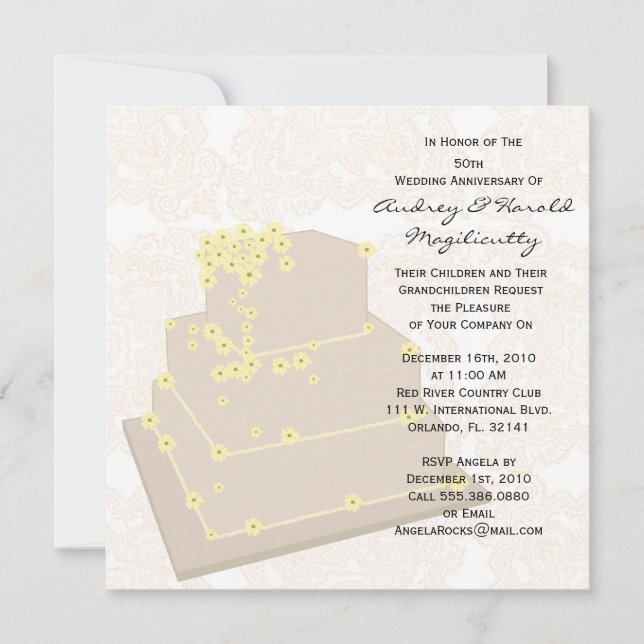 Wedding Cake Anniversary Party Invitation (Front)