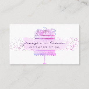 Wedding Cake Baker Event Planner Glitter Pink Business Card