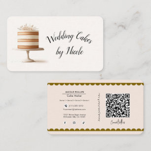 Wedding Cake Bakery Social Media Connection QR Business Card