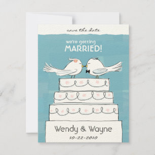 Wedding Cake Birds Bride & Groom Save the Date