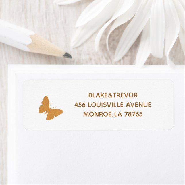 Wedding Cake Butterflies Return Address Label (Insitu)