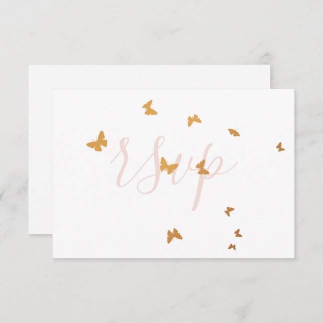 Wedding Cake Butterflies RSVP Card (Front/Back)