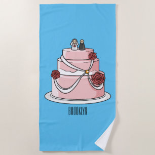 Wedding cake cartoon illustration  beach towel