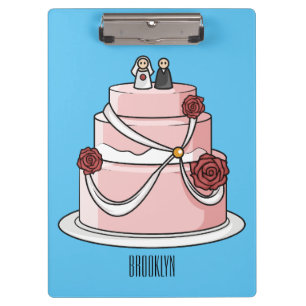 Wedding cake cartoon illustration clipboard