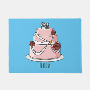 Wedding cake cartoon illustration  doormat