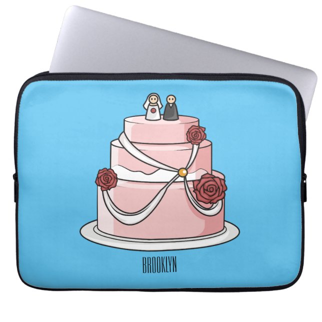 Wedding cake cartoon illustration  laptop sleeve (Front)