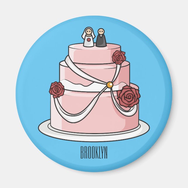 Wedding cake cartoon illustration  magnet (Front)