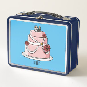 Wedding cake cartoon illustration  metal lunch box