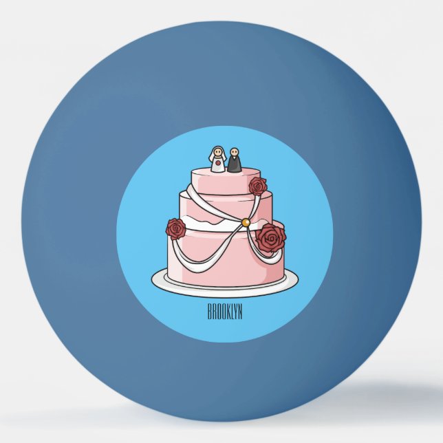 Wedding cake cartoon illustration  ping pong ball (Front)