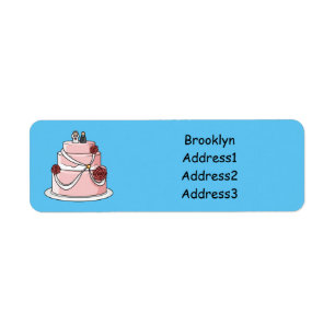 Wedding cake cartoon illustration return address label