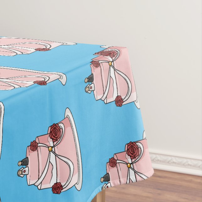 Wedding cake cartoon illustration  tablecloth (In Situ)