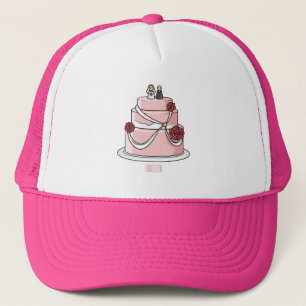 Wedding cake cartoon illustration  trucker hat