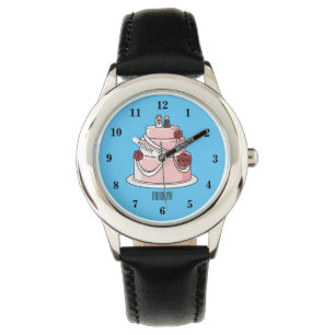Wedding cake cartoon illustration watch