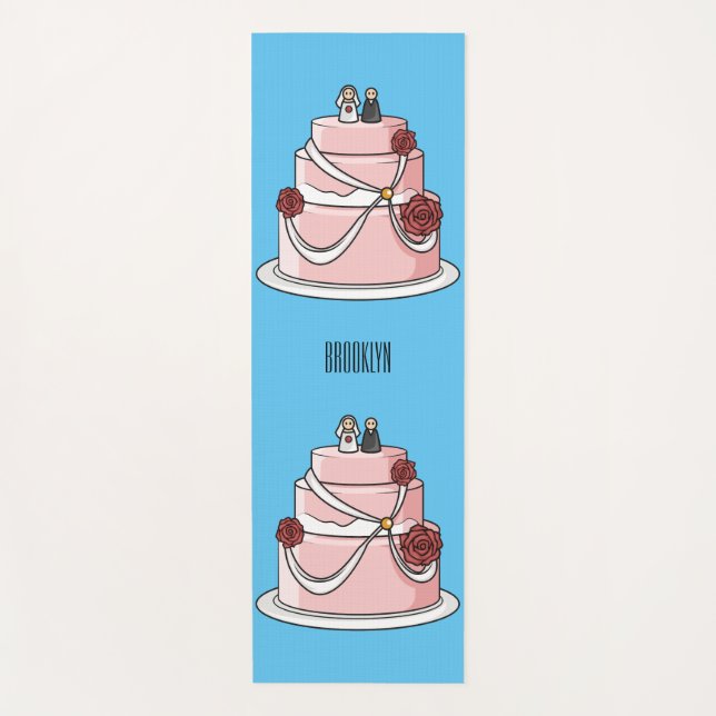 Wedding cake cartoon illustration  yoga mat (Front)