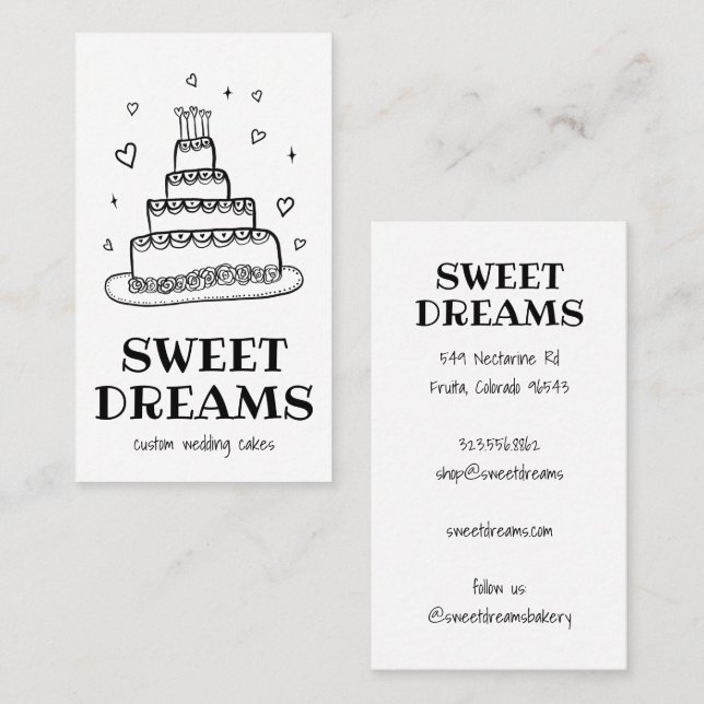 Wedding Cake Catering Bakery Custom Baker  Business Card (Front/Back)
