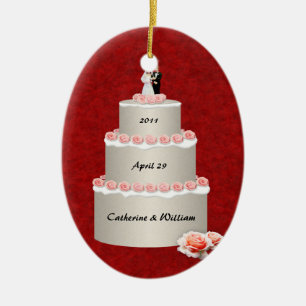 Wedding Cake (customisable) Ceramic Tree Decoration