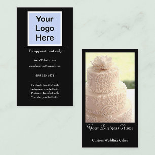 Wedding Cake Designer Elegant Bakery Logo Custom Business Card
