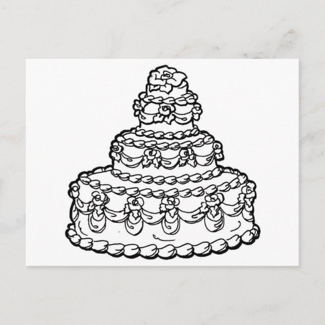 Wedding Cake Drawing Postcard (Front)