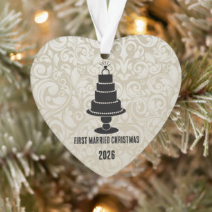Wedding Cake First Married Christmas Ornament