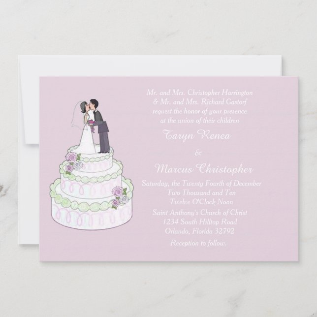 Wedding Cake Horizontal 5x7 Wedding Invitation (Front)