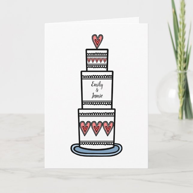 Wedding Cake Illustration Wedding Card (Front)