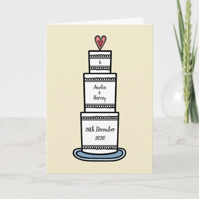 Wedding Cake Illustration Wedding Card (Front)