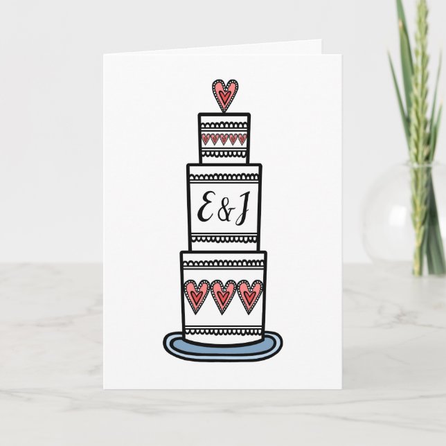 Wedding Cake Illustration Wedding Card (Front)