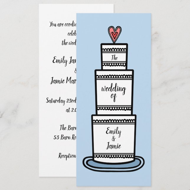 Wedding Cake Illustration Wedding Invitation (Front/Back)