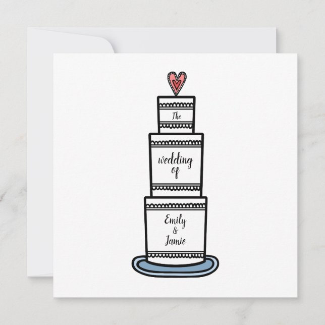 Wedding Cake Illustration Wedding Invitation (Front)